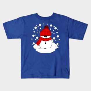 Cheeky Christmas Snowman with Red Hat and Scarf Kids T-Shirt